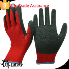 SRSAFETY 10 gauge polycotton crinkle latex coated yarm seamless glove/EN 388